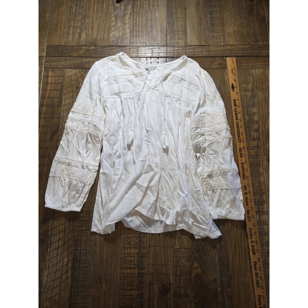 Lucky Brand Hippie Boho White Blouse Size L